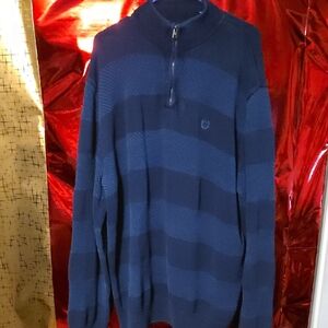 Chaps Navy and Blue 1/4 Zip-Up Sweater